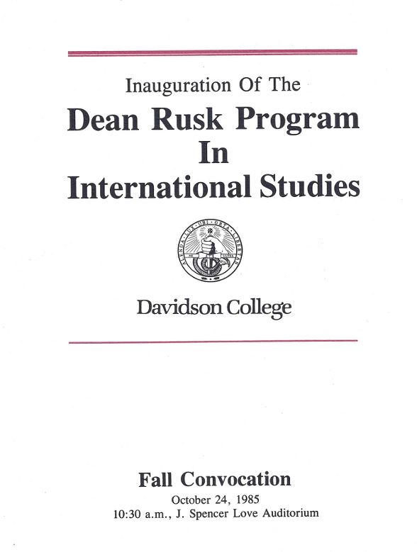 Dean Rusk Program in International Studies inaugural program