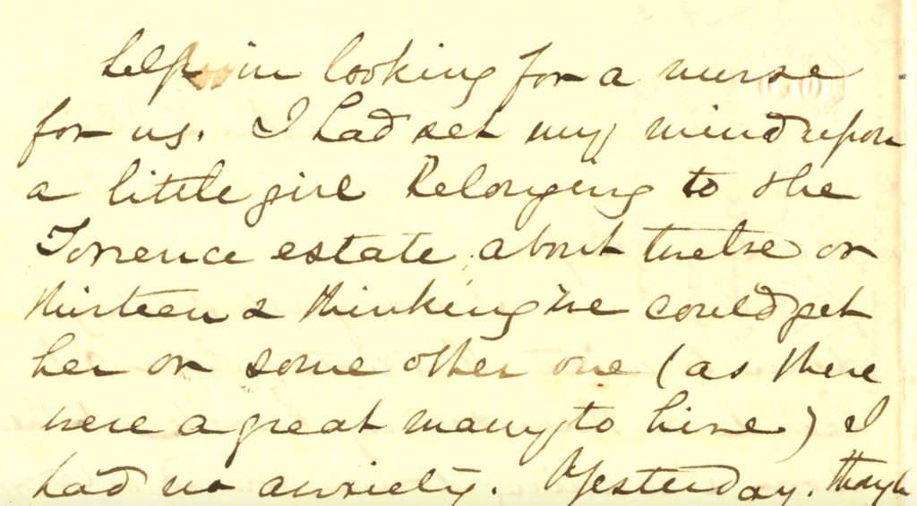 Screenshot of text from January 2, 1857 letter from Mary Lacy