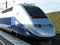 Rame de TGV Duplex Dasye numéro 746 stationnée en gare de Belfort - Montbéliard TGV