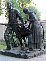 The Handcart Pioneer Monument, a statue commemorating Mormon handcart pioneers. This is a 1945 life-size reproduction of the original 1926 bronze by Torleif Soviren Knaphus.