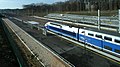 Rame de TGV Euroduplex (2N2) numéro 4703 stationnée en gare de Besançon Franche-Comté TGV